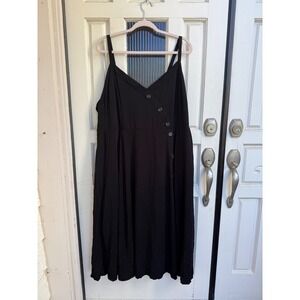Torrid Black Button‎ Front Midi Asymmetrical Dress Plus Size 3 Sleeveless V Neck
